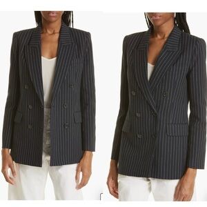 Nili Lotan Valerie Pinstripe Virgin Wool Oversized Boyfriend Blazer Size 4 NEW